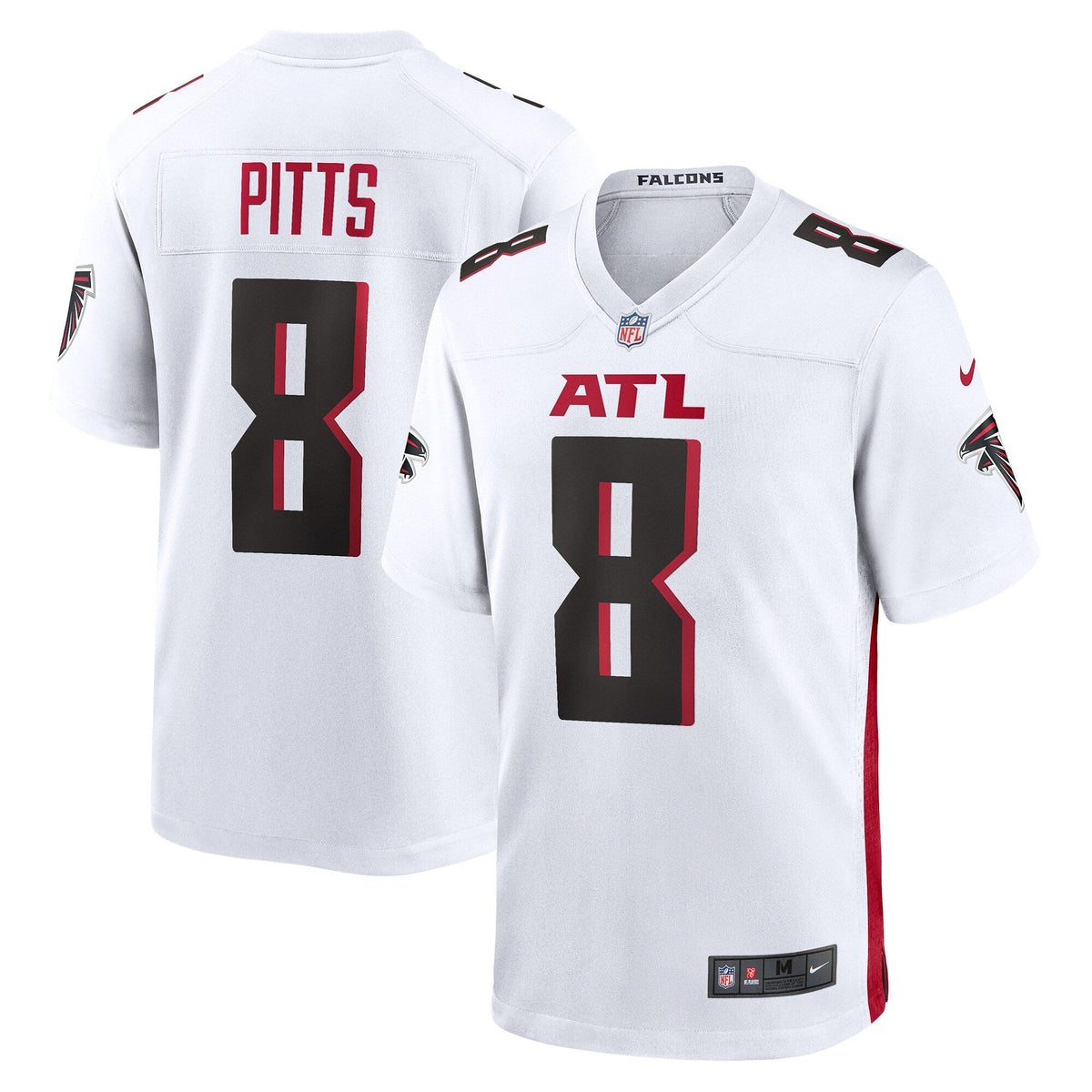 Atlanta Falcons Kyle Pitts White Game Player Jersey product image 2, provided for visual reference and product detail review
