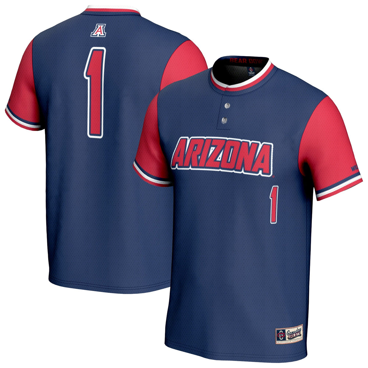 Arizona Wildcats Lightweight Softball Fashion Jersey - Navy product image 1, provided for visual reference and product