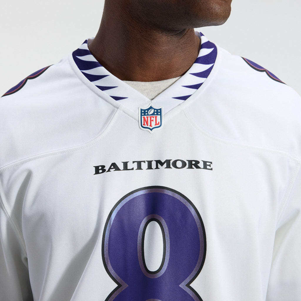 Baltimore Ravens Lamar Jackson White Game Jersey product image 9, provided for visual reference and product detail review