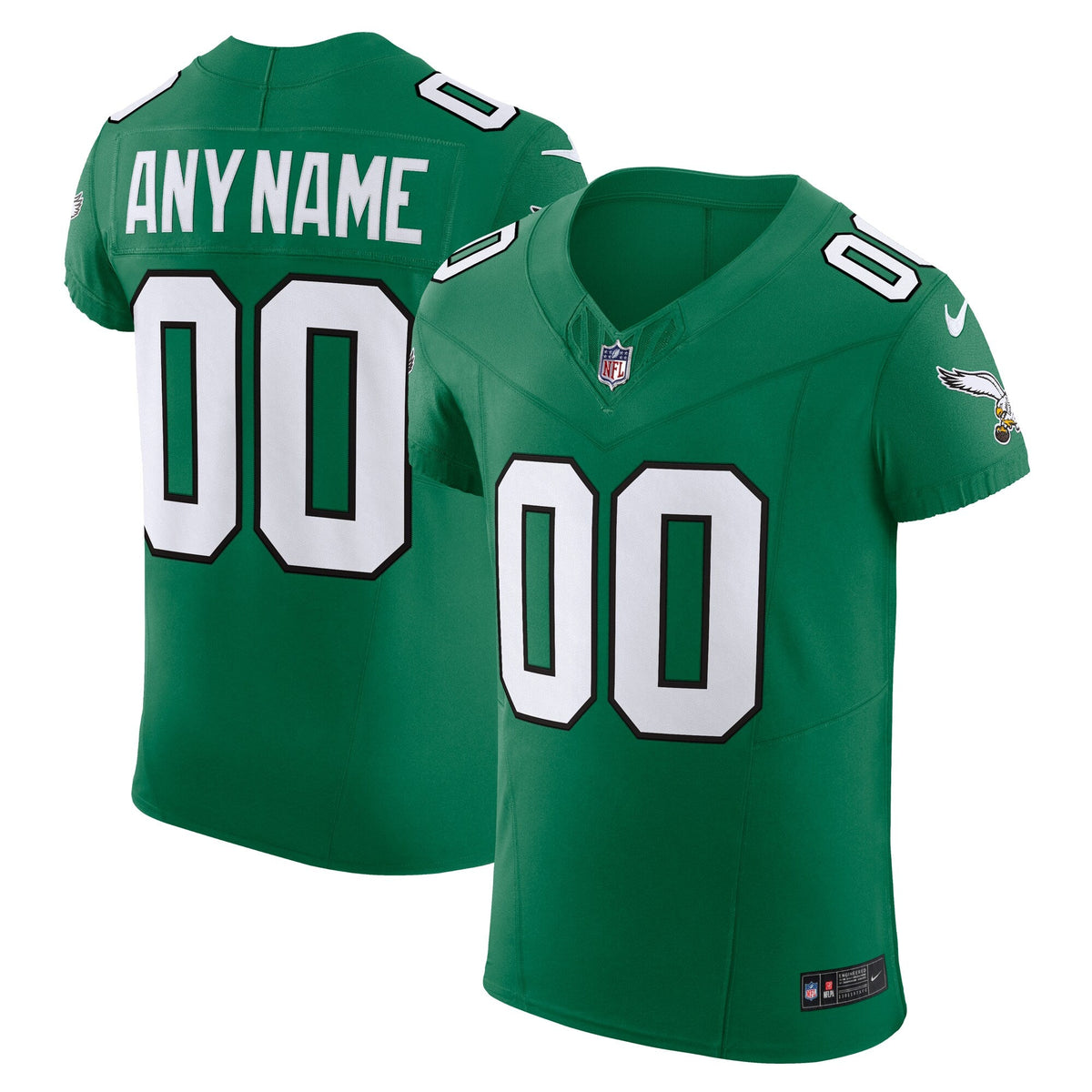 Philadelphia Eagles Kelly Green 2nd Alternate Vapor F.U.S.E. Elite Custom Jersey product image 2, provided for visual