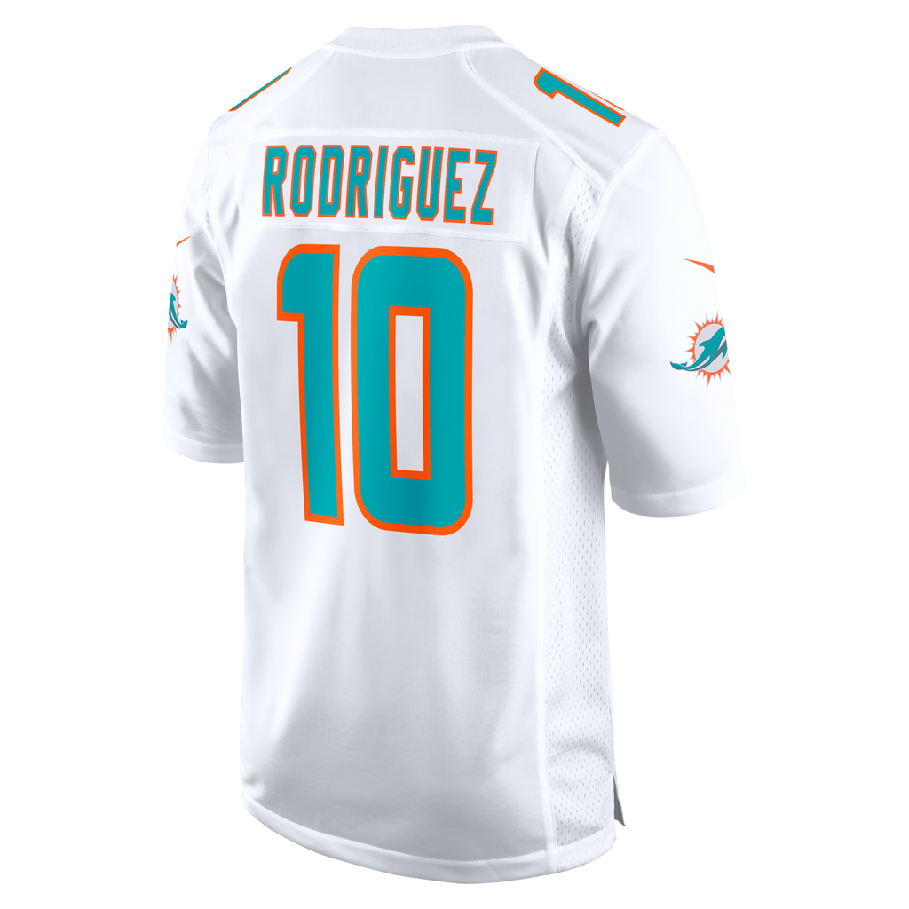 Miami Dolphins Jacob Rodriguez White Game Jersey product image 4, provided for visual reference and product detail review