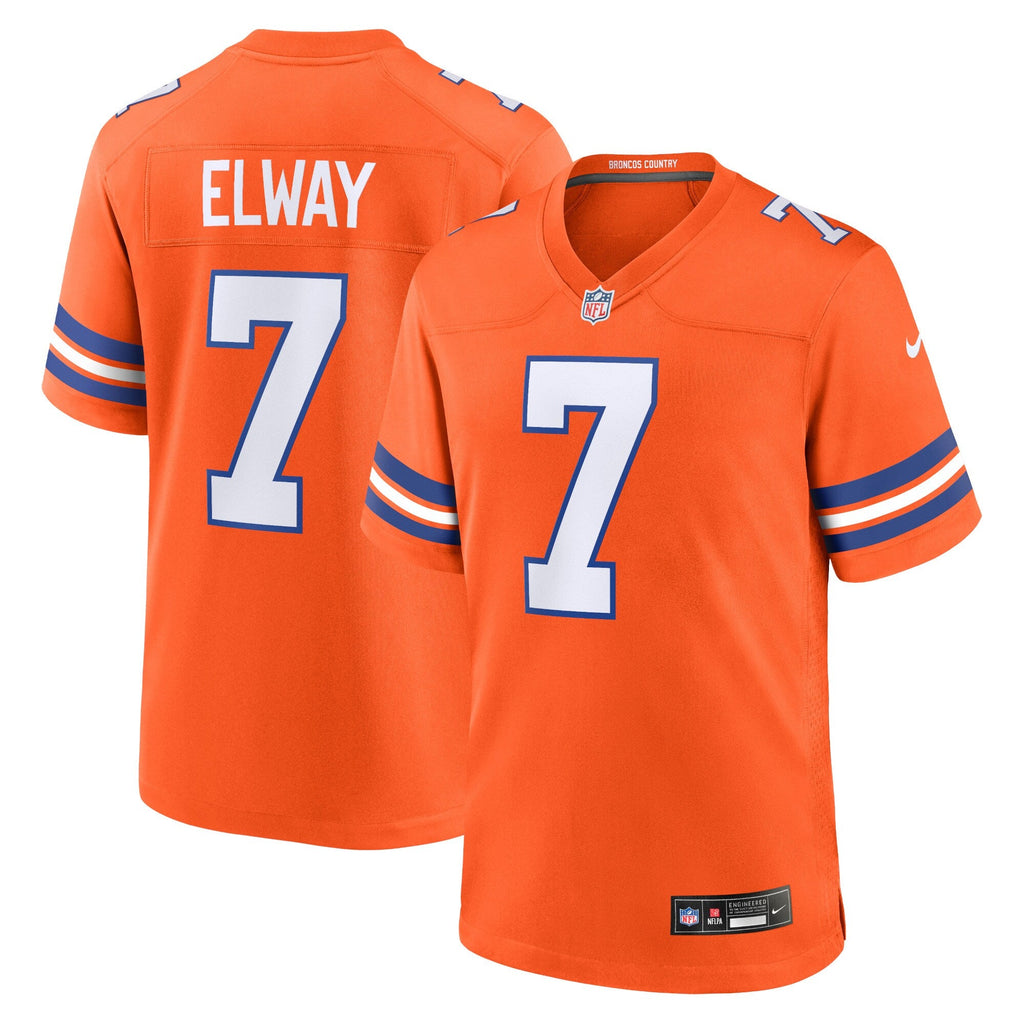Denver Broncos John Elway Orange Mile High Collection 1977 Throwback Retired Player Game Jersey product image 2, provided
