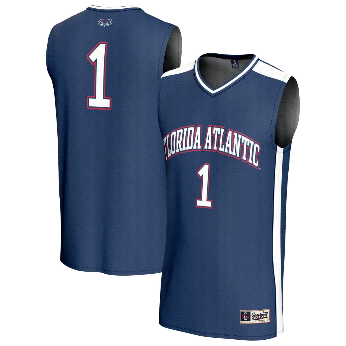 #1 Florida Atlantic Owls Lightweight Basketball Jersey - Navy product image 2, provided for visual reference and product