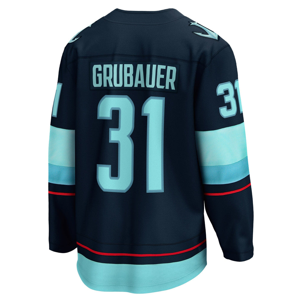 Seattle Kraken Philipp Grubauer Navy Home Breakaway Player Jersey product image 4, provided for visual reference and product