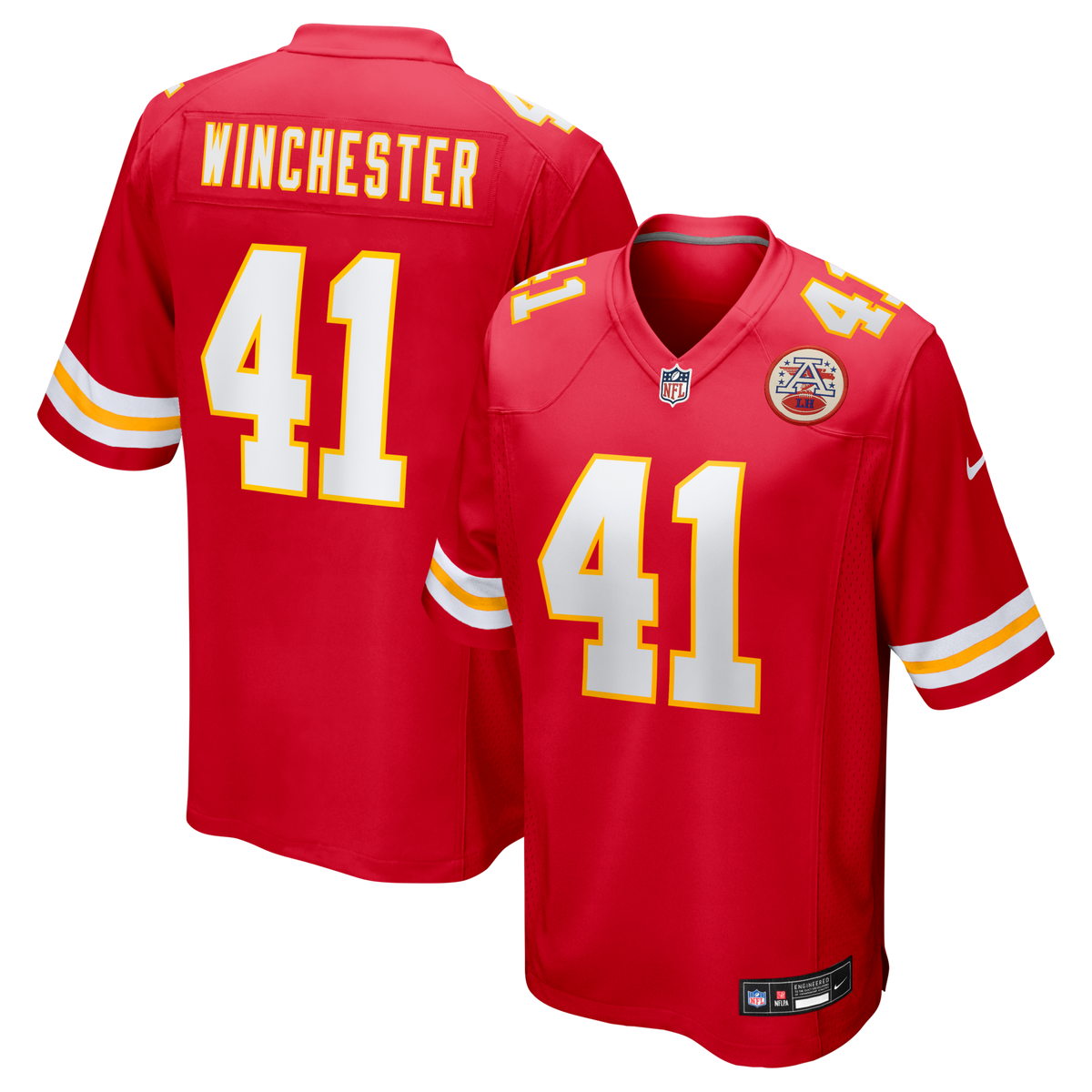 Kansas City Chiefs James Winchester Red Game Jersey product image 1, provided for visual reference and product detail review