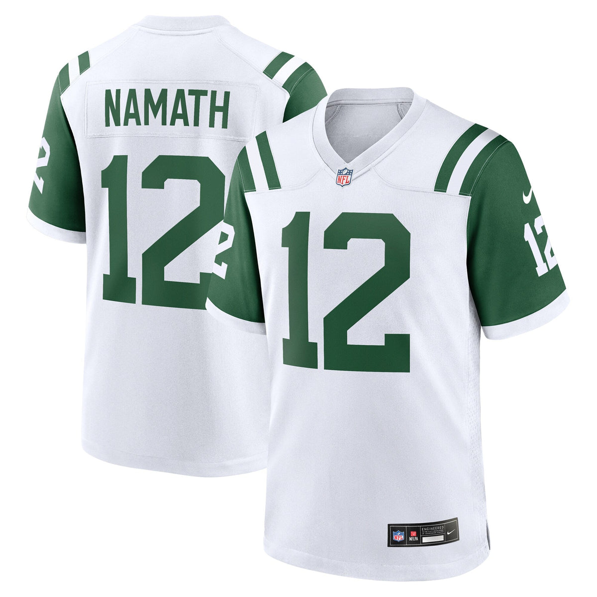 New York Jets Joe Namath White Classic Alternate Retired Player Game Jersey product image 2, provided for visual reference