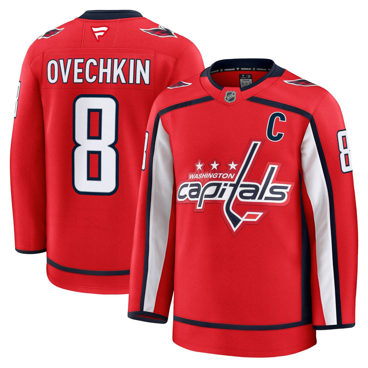 Washington Capitals Alexander Ovechkin Red Home Premium Jersey product image 1, provided for visual reference and product