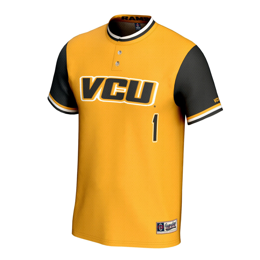 VCU Rams Lightweight Collegiate Softball Fashion Jersey - Gold product image 3, provided for visual reference and product