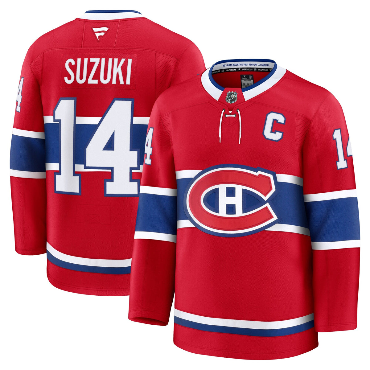 Montreal Canadiens Nick Suzuki Red Home Premium Jersey product image 2, provided for visual reference and product detail