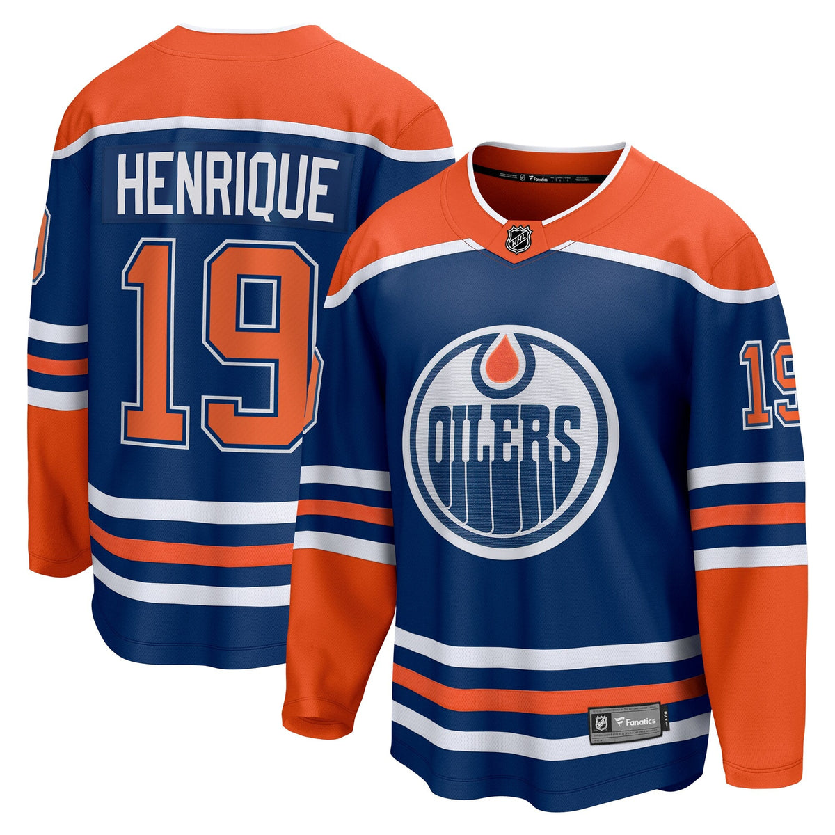 Edmonton Oilers Adam Henrique Royal Home Breakaway Jersey product image 2, provided for visual reference and product detail
