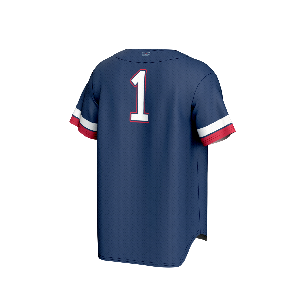 #1 Florida Atlantic Owls Collegiate Baseball Fashion Jersey - Navy product image 4, provided for visual reference and