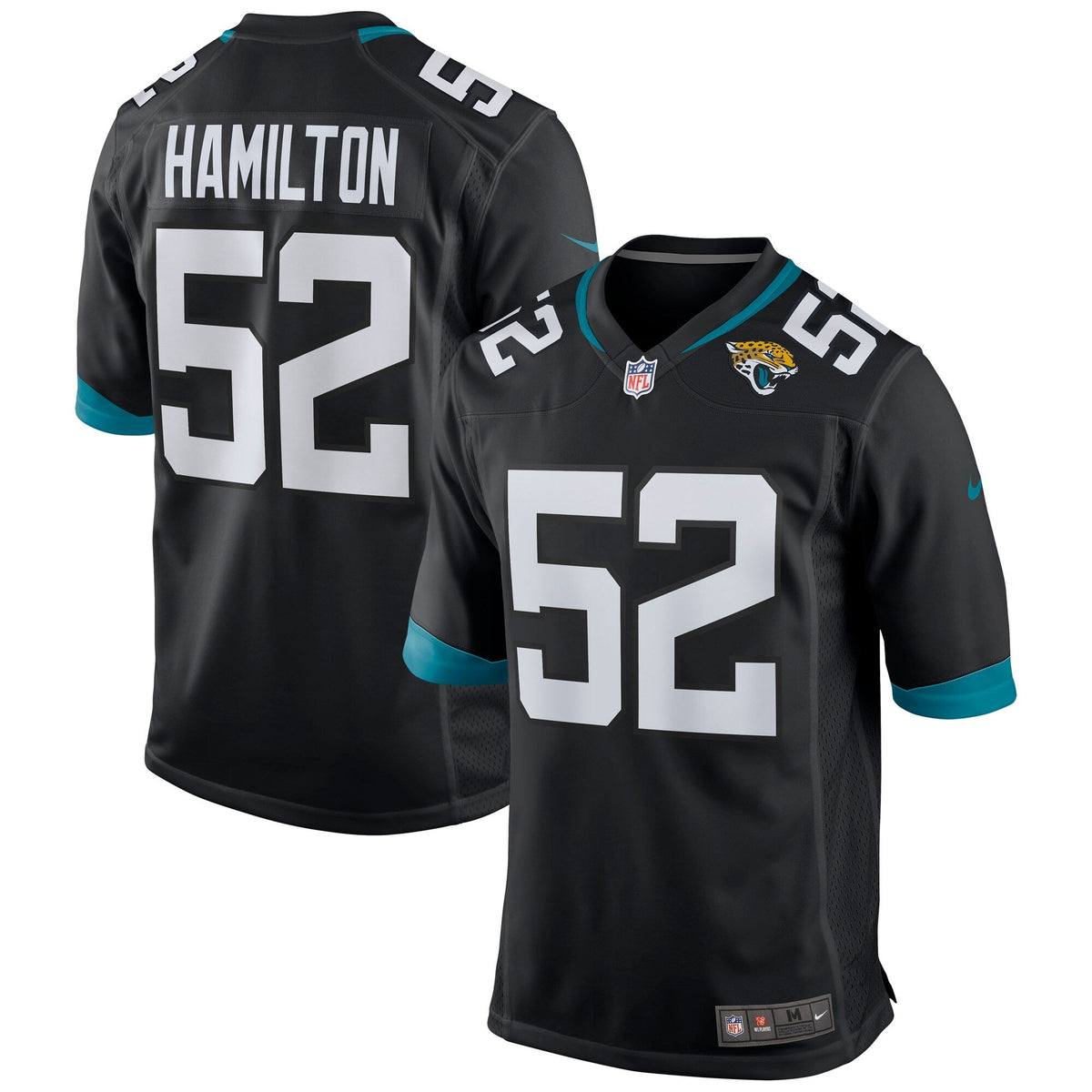 Jacksonville Jaguars DaVon Hamilton Black Game Jersey product image 2, provided for visual reference and product detail
