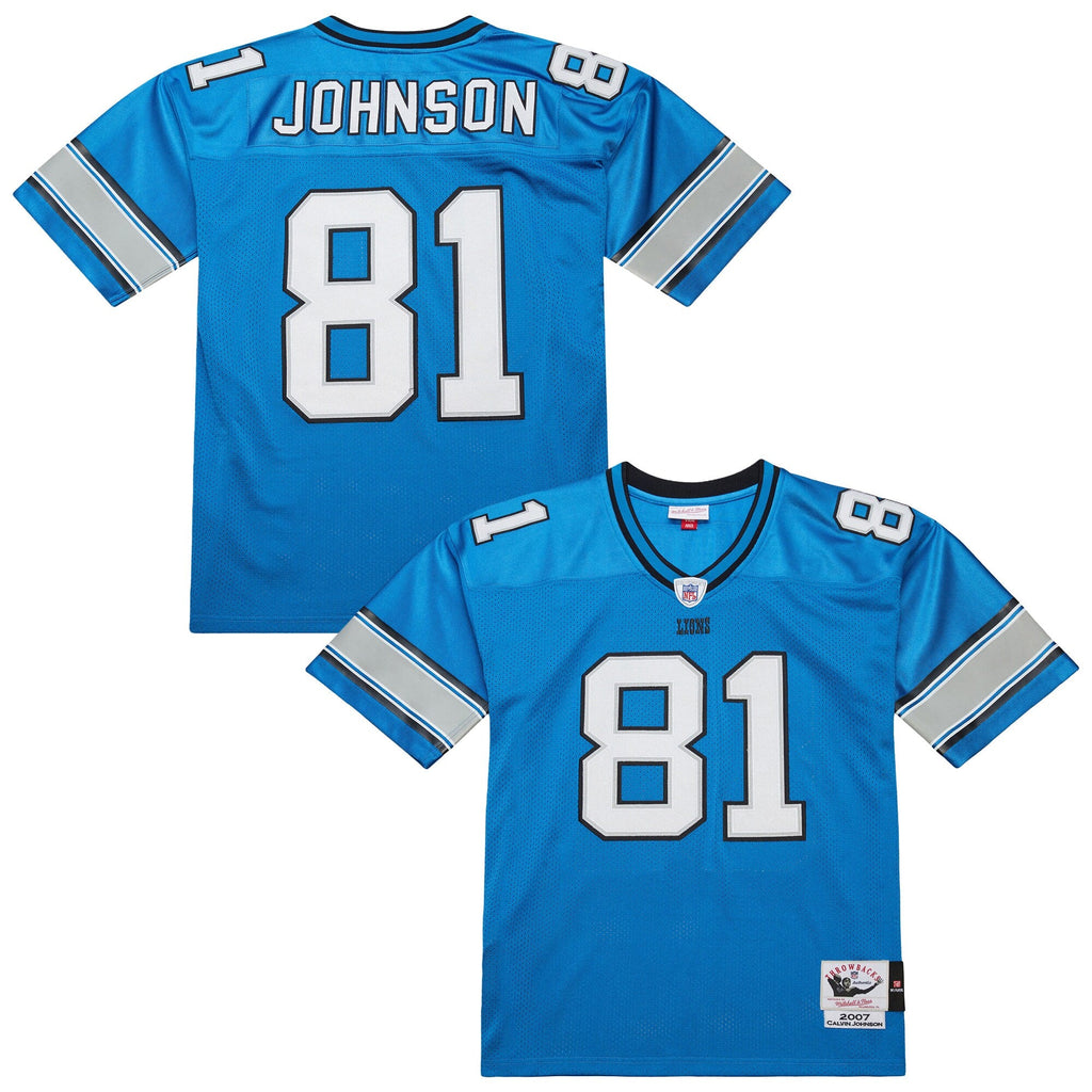 Detroit Lions Calvin Johnson Blue 2007 Authentic Throwback Retired Player Jersey product image 2, provided for visual