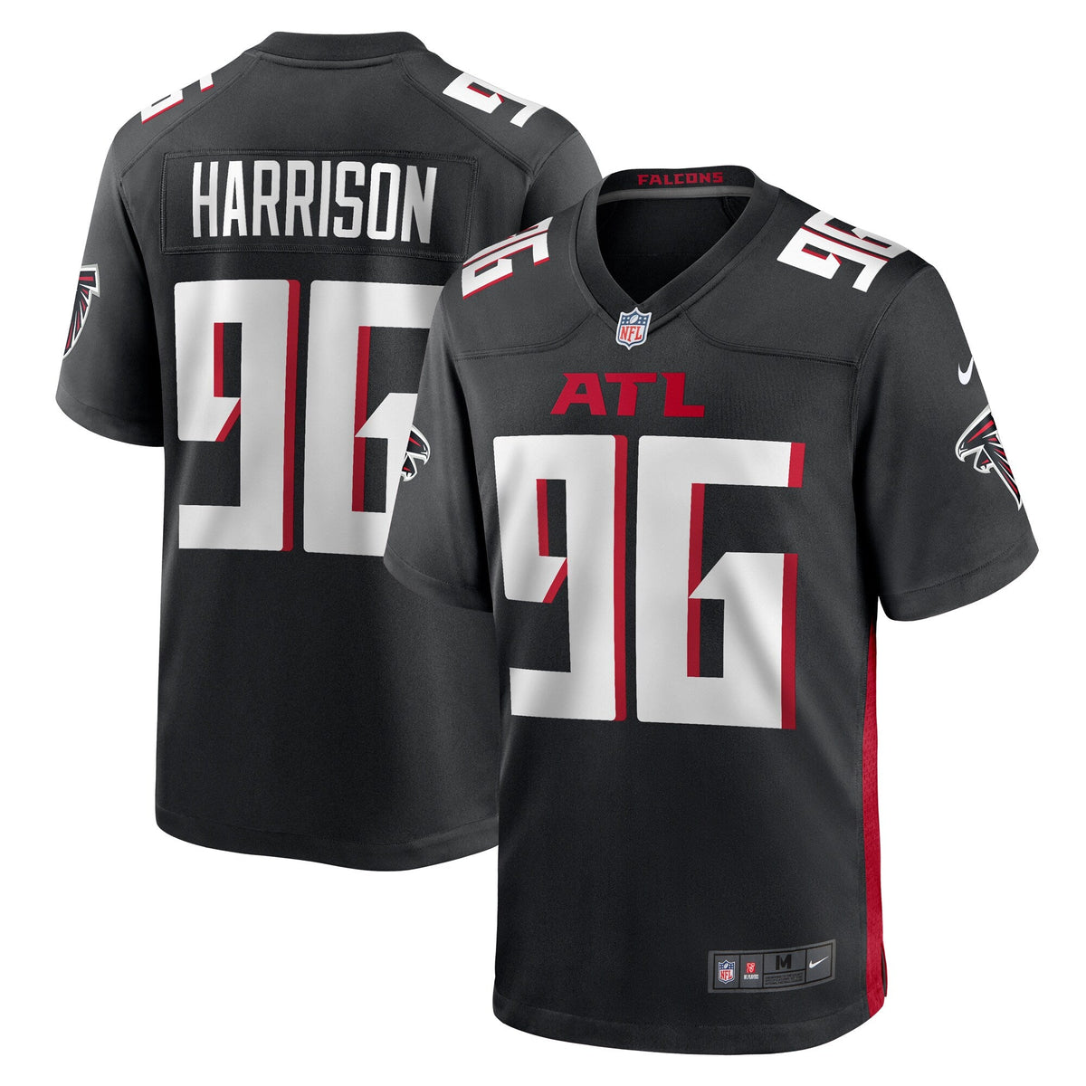 Atlanta Falcons Zach Harrison Black Team Game Jersey product image 1, provided for visual reference and product detail review