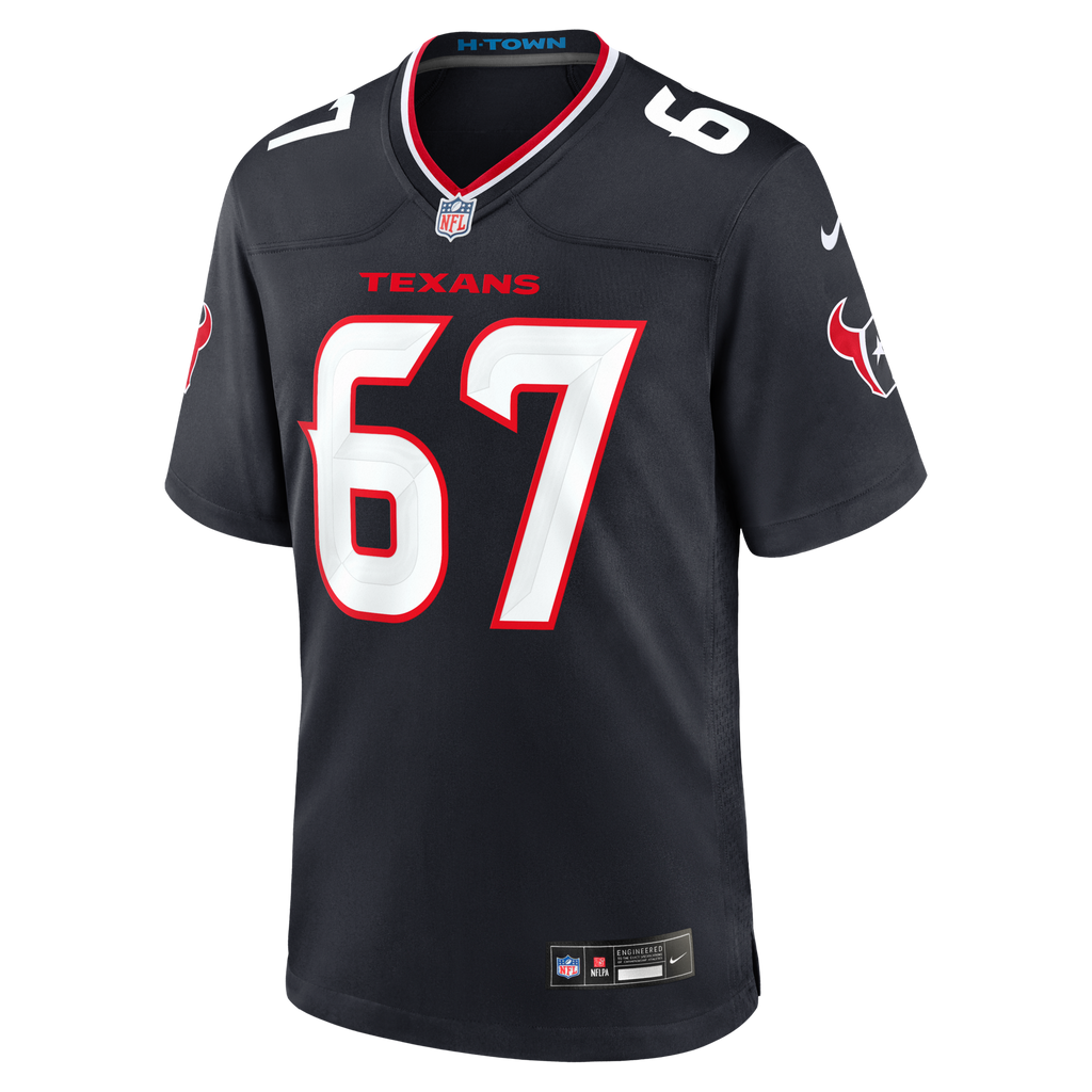 Houston Texans Evan Brown Navy Team Game Jersey product image 2, provided for visual reference and product detail review
