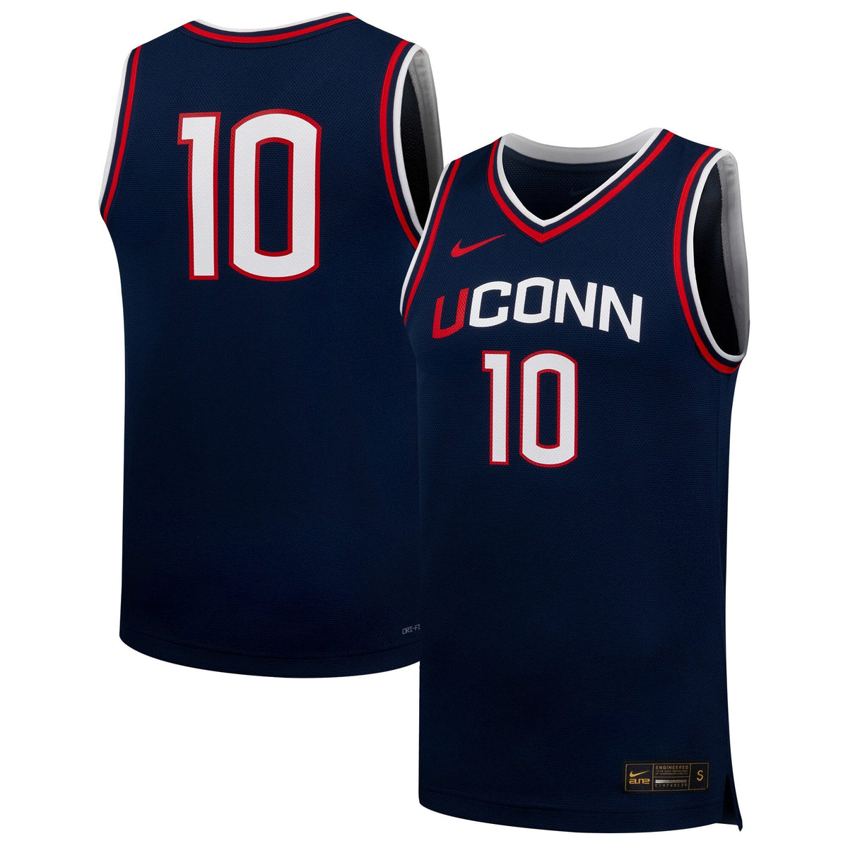 #10 UConn Huskies Replica Basketball Jersey - Navy product image 1, provided for visual reference and product detail review
