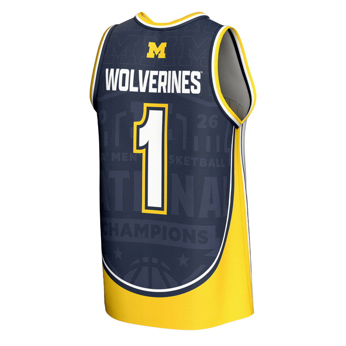 Michigan Wolverines 2026 NCAA Basketball National Champions #1 Commemorative Fashion Jersey - White product image 4,