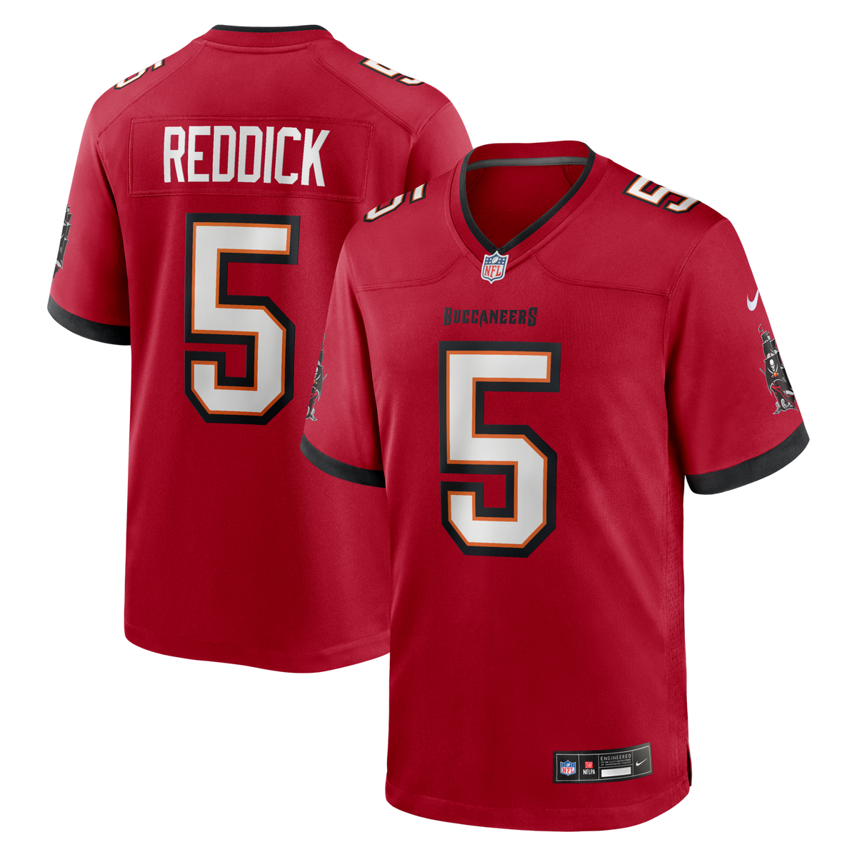 Tampa Bay Buccaneers Haason Reddick Red Team Game Jersey product image 1, provided for visual reference and product detail