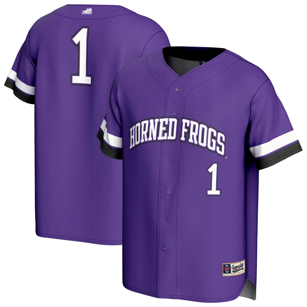 TCU Horned Frogs Lightweight Collegiate Baseball Fashion Jersey - Purple product image 2, provided for visual reference and