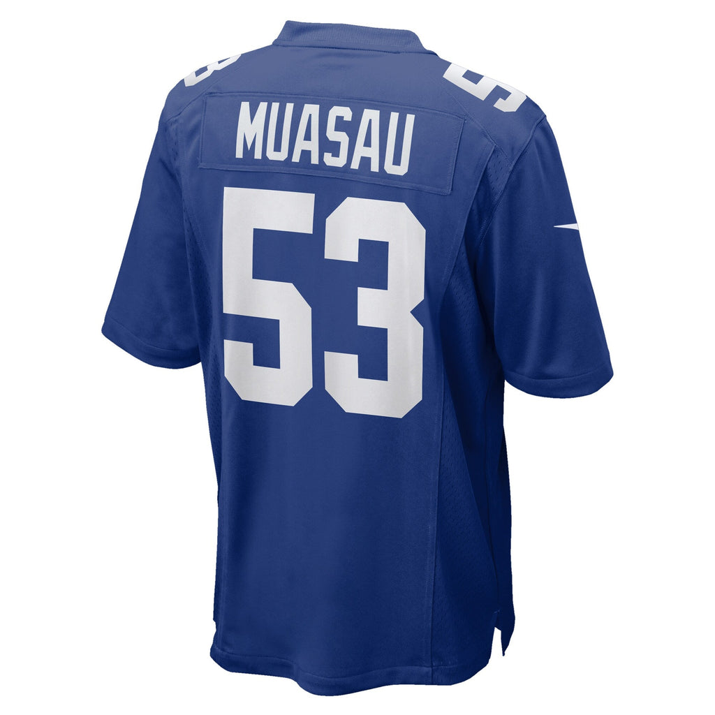 New York Giants Darius Muasau Royal Team Game Jersey product image 4, provided for visual reference and product detail review