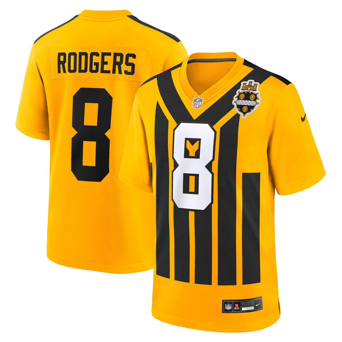 Pittsburgh Steelers Aaron Rodgers Gold Alternate 1933 Throwback Game Jersey product image 1, provided for visual reference
