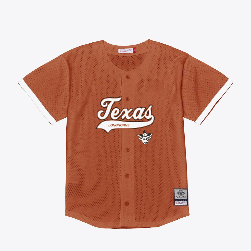 Texas Longhorns Mesh Button-Up Batting Practice Baseball Jersey - Texas Orange product image 2, provided for visual