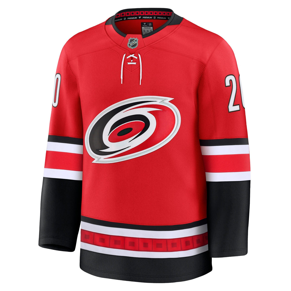 Carolina Hurricanes Sebastian Aho Red Alternate Premium Jersey product image 3, provided for visual reference and product