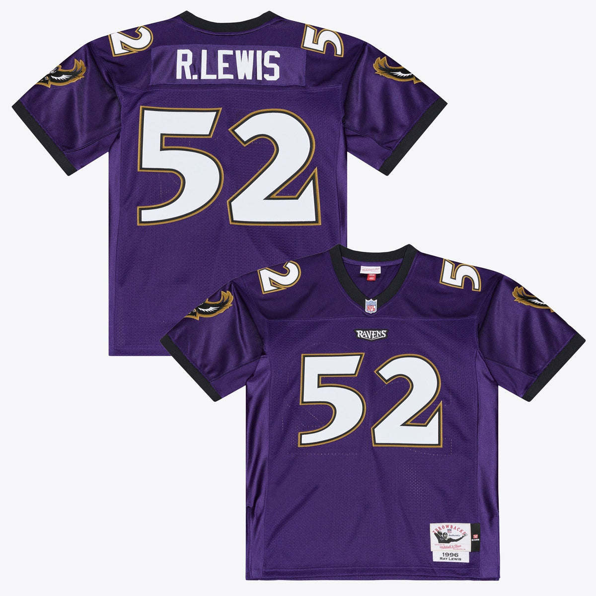 Baltimore Ravens Ray Lewis Purple 1996 Authentic Throwback Jersey product image 1, provided for visual reference and product