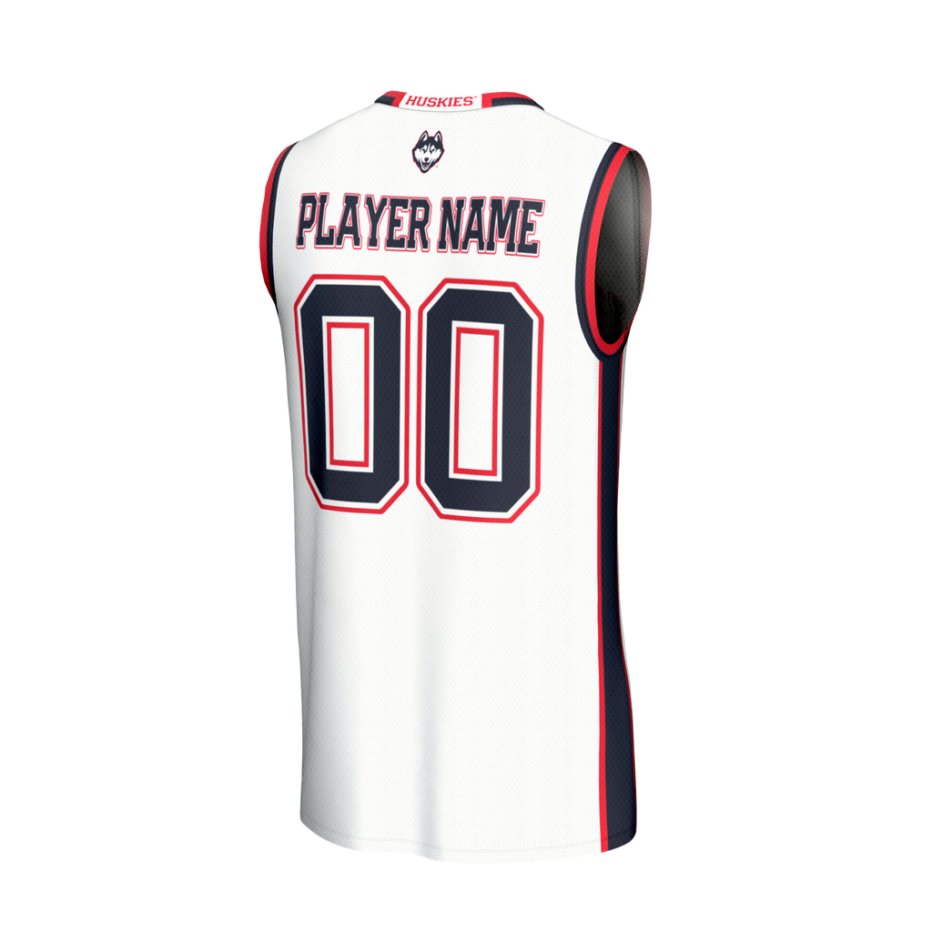 UConn Huskies Lightweight Collegiate Basketball NIL Pick-A-Player Fashion Jersey - White product image 4, provided for