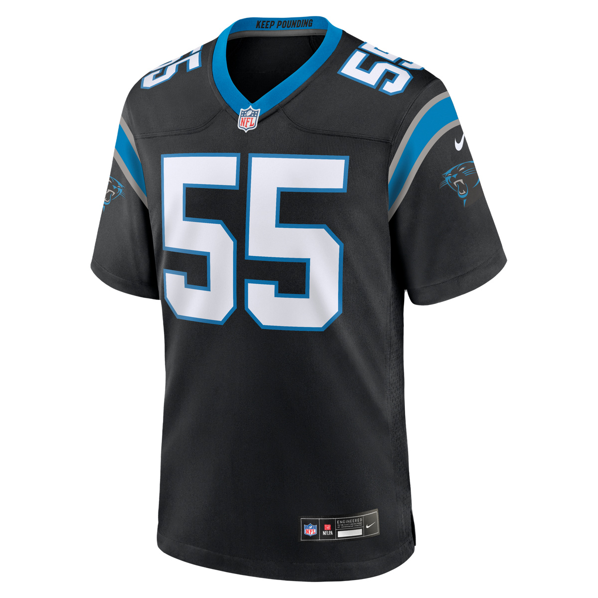 Carolina Panthers Devin Lloyd Black Team Game Jersey product image 3, provided for visual reference and product detail review