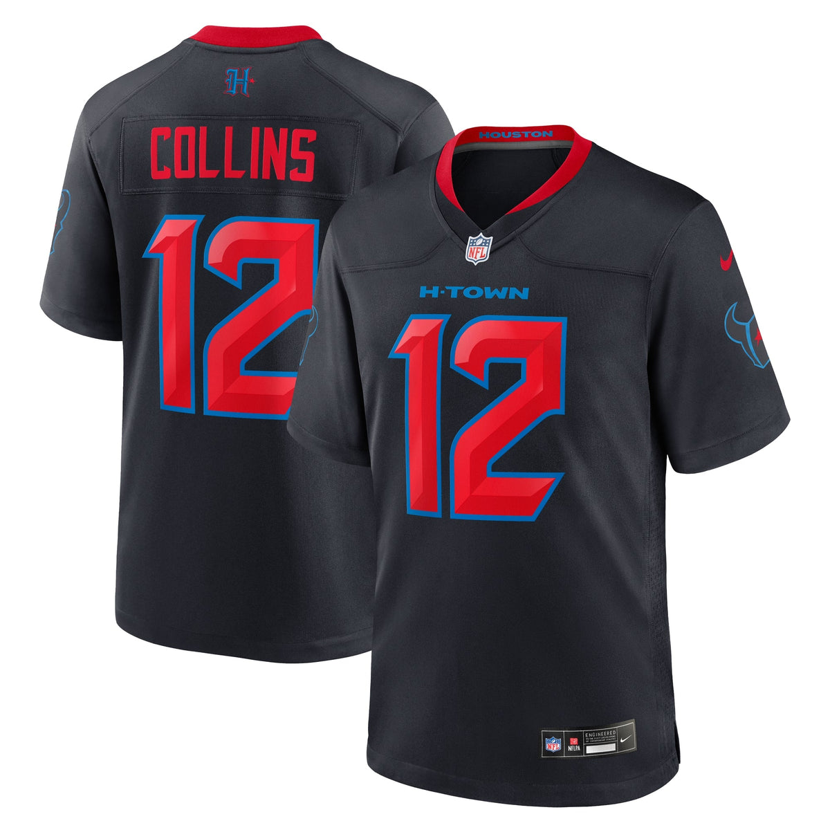 Houston Texans Nico Collins Navy 2nd Alternate Game Jersey product image 2, provided for visual reference and product detail