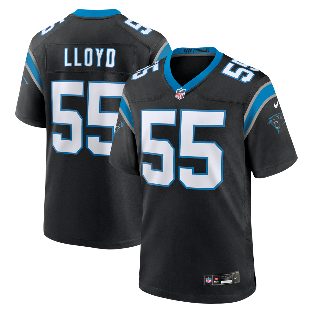 Carolina Panthers Devin Lloyd Black Team Game Jersey product image 2, provided for visual reference and product detail review