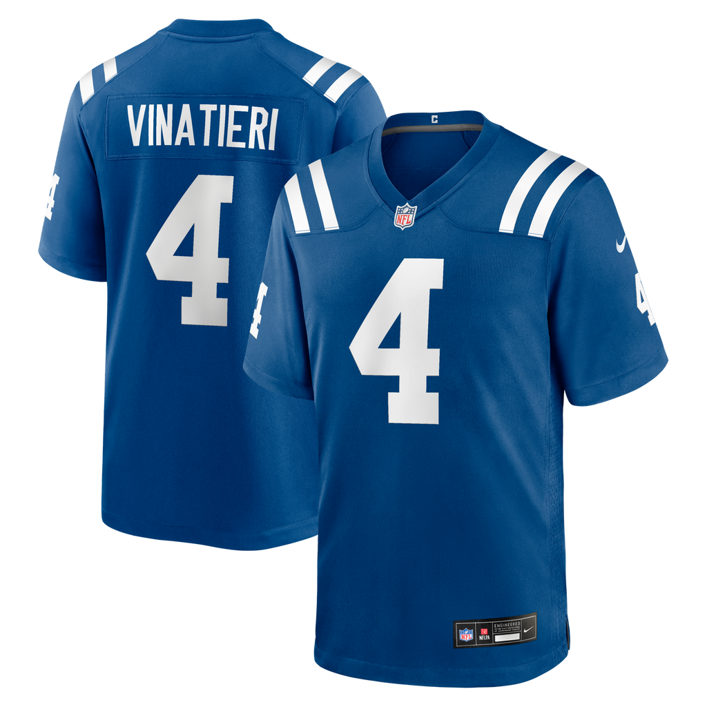 Indianapolis Colts Adam Vinatieri Royal Team Retired Game Jersey product image 1, provided for visual reference and product