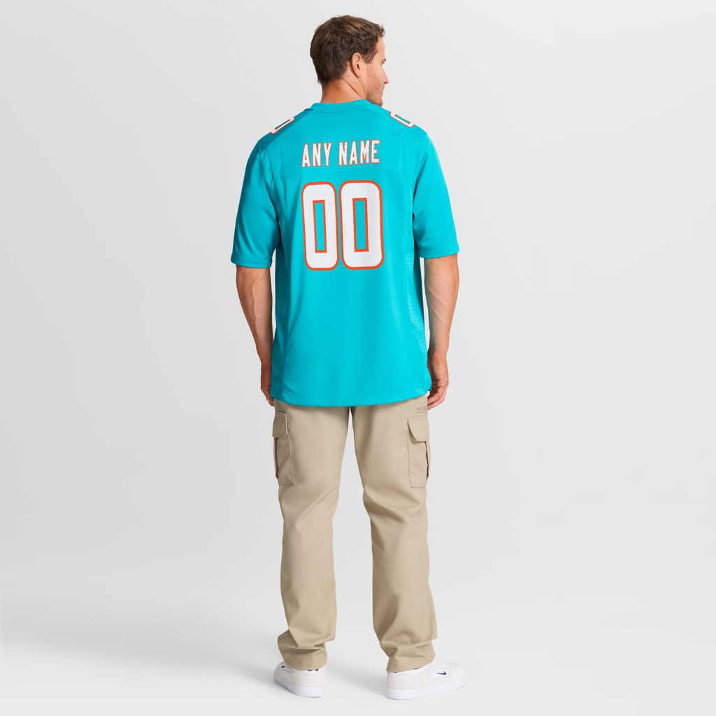 Miami Dolphins Aqua Custom Game Jersey product image 9, provided for visual reference and product detail review