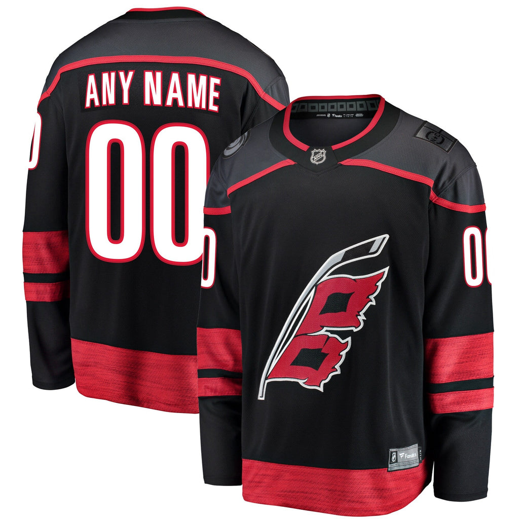 Carolina Hurricanes Black Home Breakaway Custom Jersey product image 2, provided for visual reference and product detail