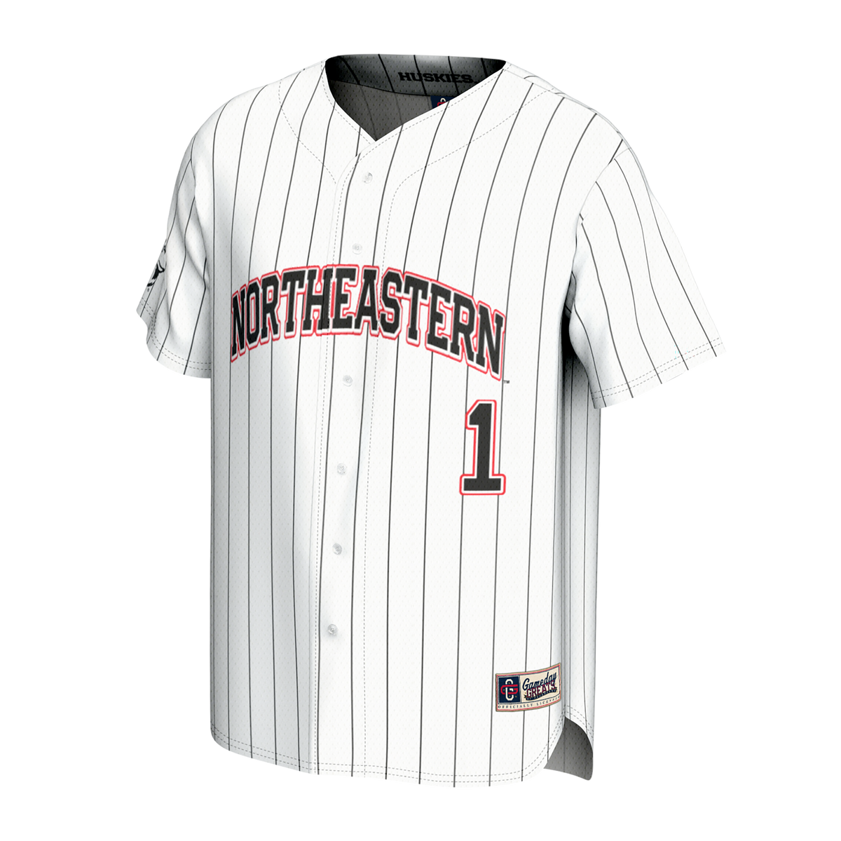 Northeastern Huskies Lightweight Collegiate Baseball Fashion Jersey - White product image 3, provided for visual reference