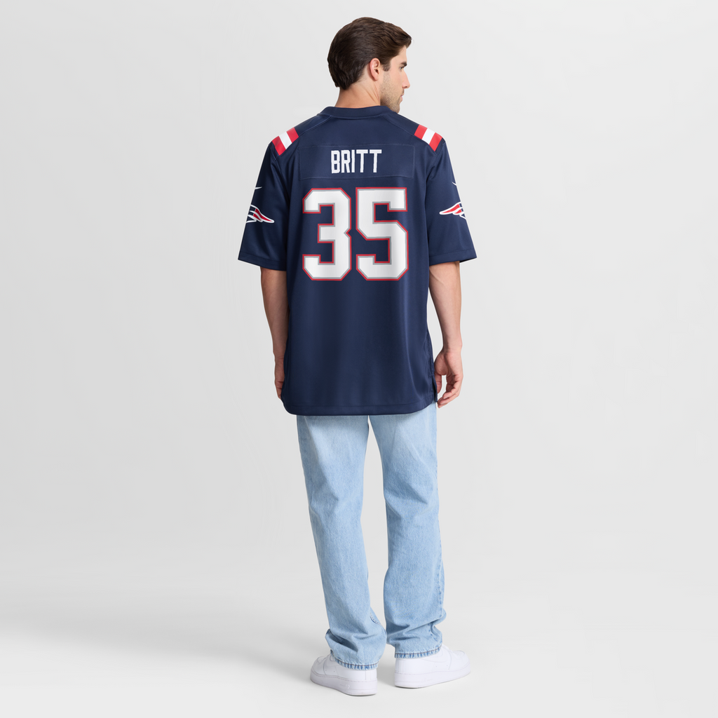 New England Patriots K.J. Britt Navy Team Game Jersey product image 4, provided for visual reference and product detail