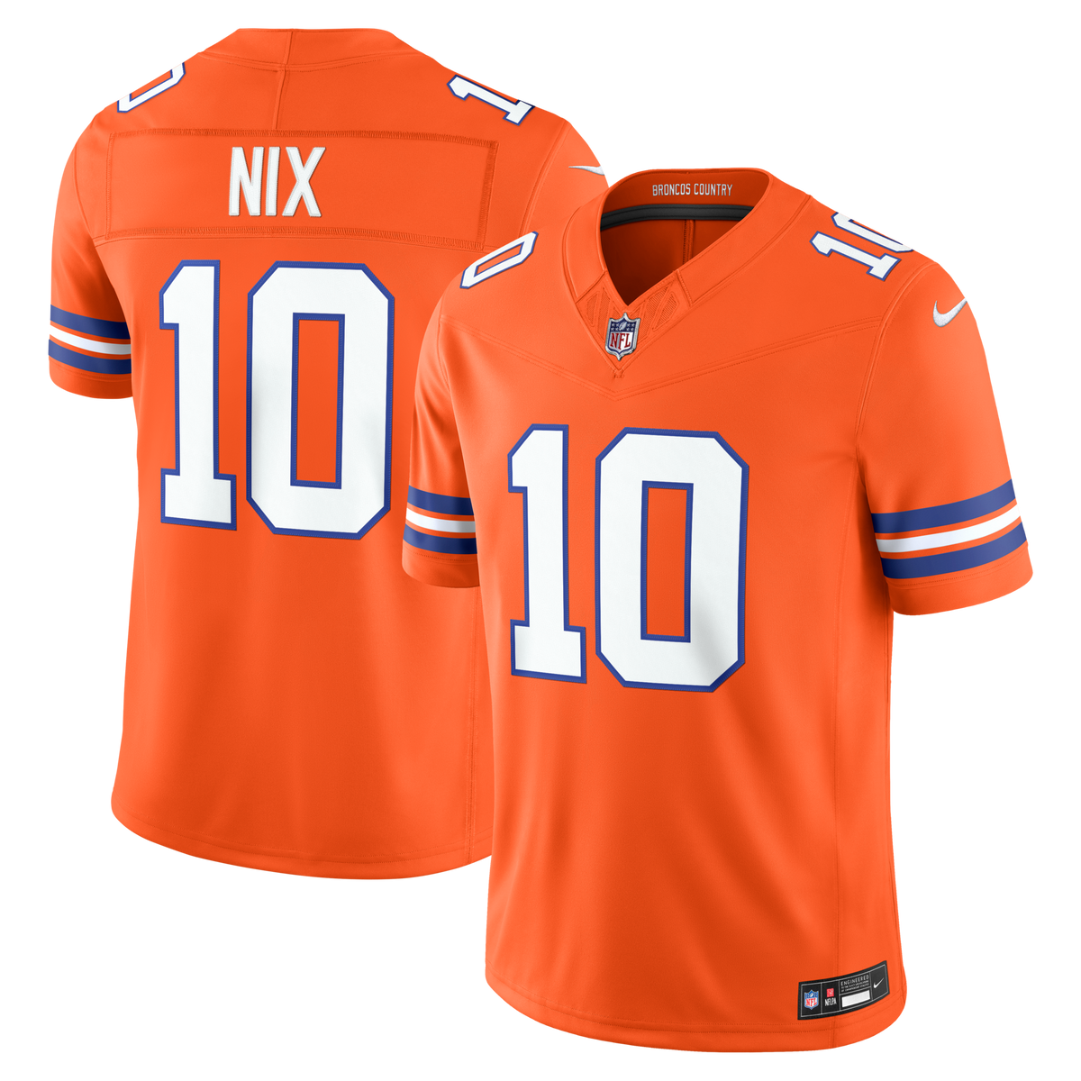 Denver Broncos Bo Nix Orange Alternate Mile High Collection 1977 Throwback Vapor F.U.S.E. Stitched Limited Jersey product