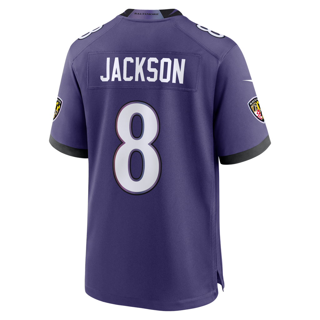 Baltimore Ravens Lamar Jackson Purple Team Game Jersey product image 8, provided for visual reference and product detail