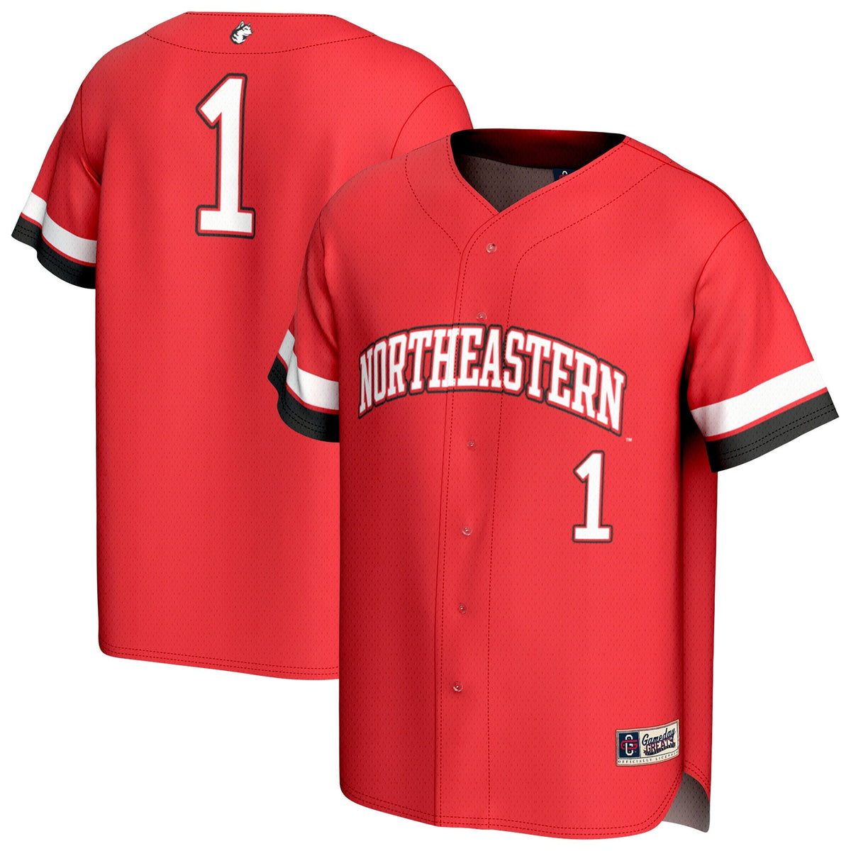 Northeastern Huskies Lightweight Collegiate Baseball Fashion Jersey - Red product image 2, provided for visual reference and