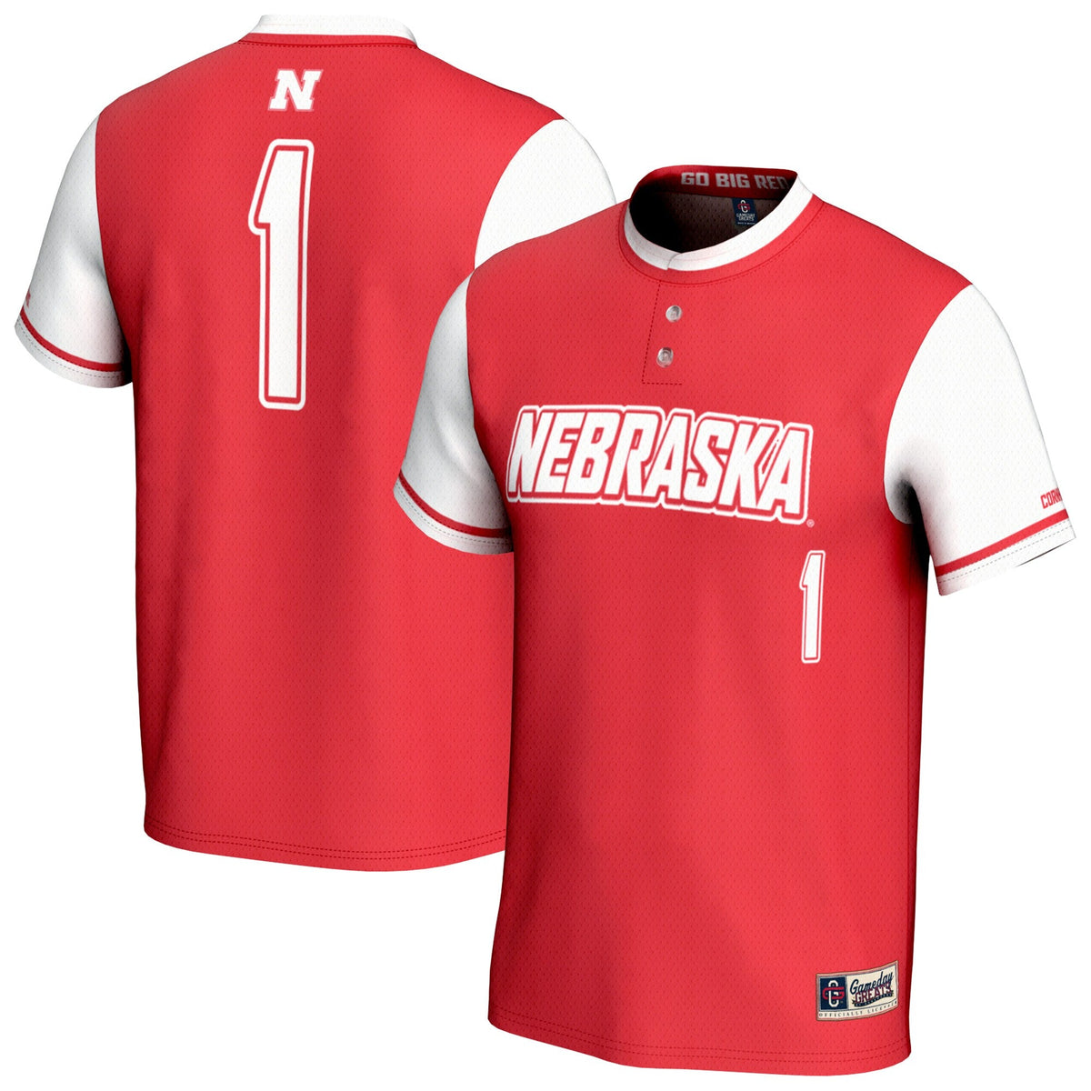 Nebraska Huskers Lightweight Collegiate Softball Fashion Jersey - Scarlet product image 2, provided for visual reference and