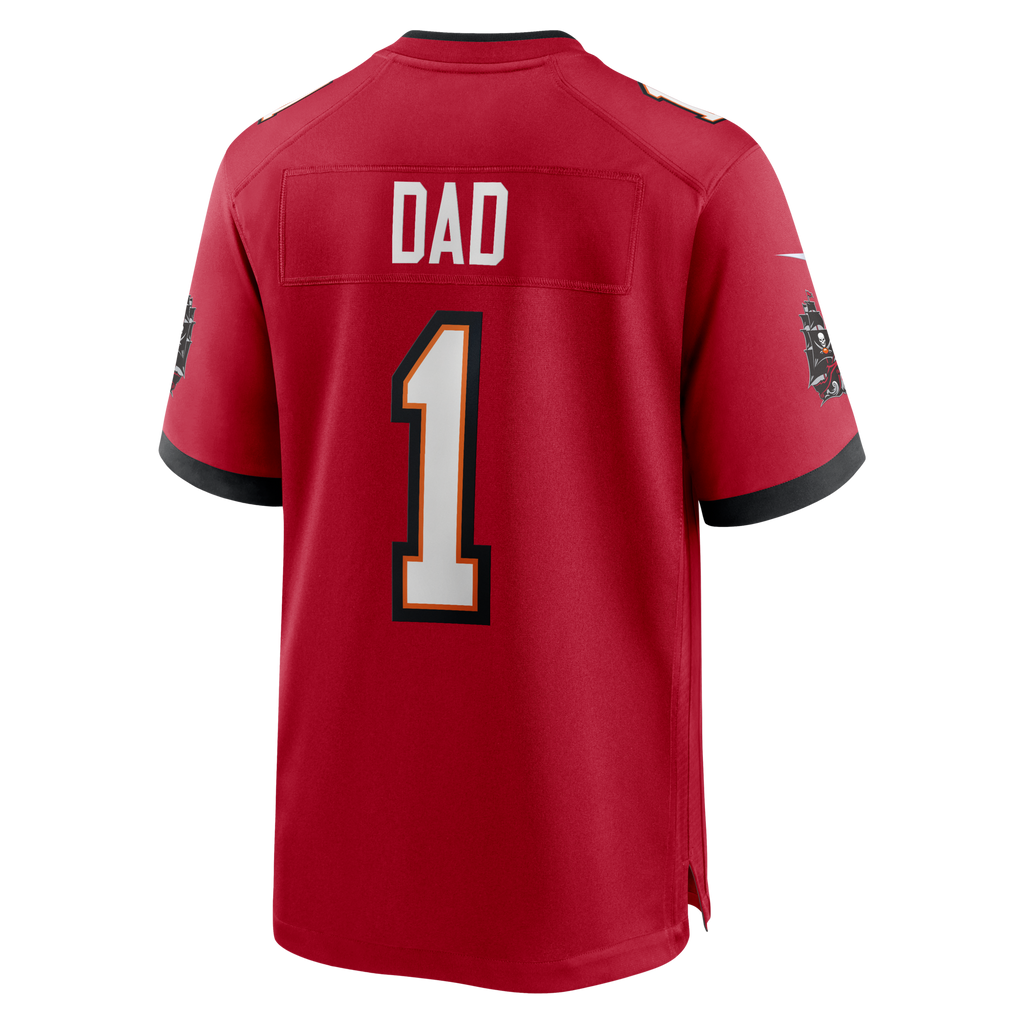 Tampa Bay Buccaneers Number 1 Dad Red Game Jersey product image 3, provided for visual reference and product detail review
