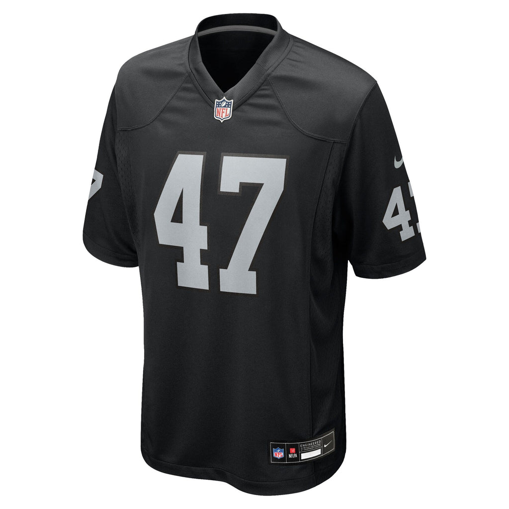 Las Vegas Raiders Alex Ward Black Team Game Jersey product image 2, provided for visual reference and product detail review