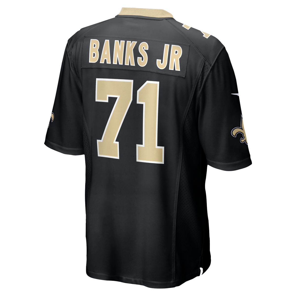 New Orleans Saints Kelvin Banks Jr. Black Game Player Jersey product image 3, provided for visual reference and product