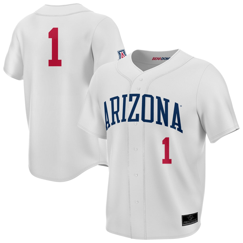Arizona Wildcats Lightweight Collegiate Baseball Fashion Jersey - White product image 2, provided for visual reference and