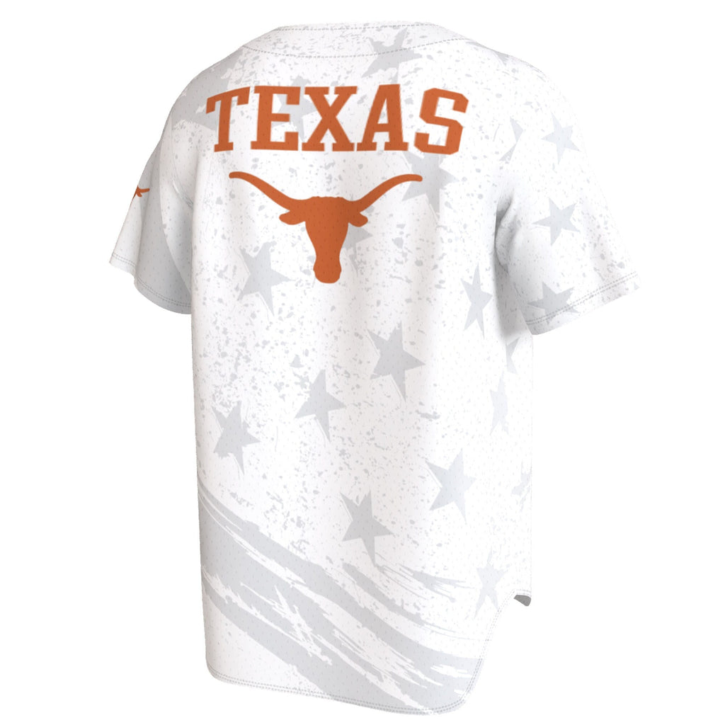 Texas Longhorns Lightweight Collegiate Baseball Americana Fashion Jersey - White product image 4, provided for visual