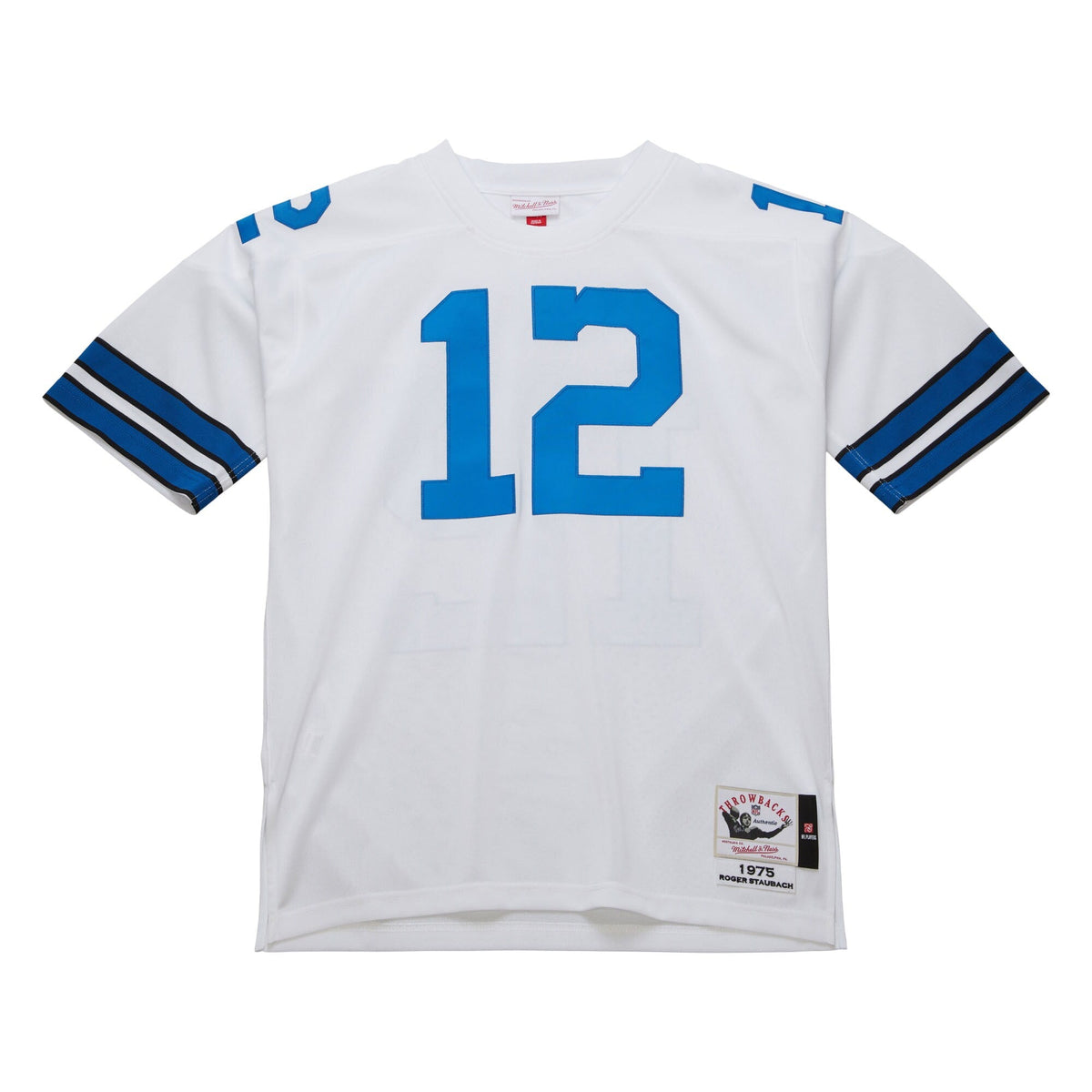Dallas Cowboys 1975 Roger Staubach White Authentic Throwback Retired Player Jersey product image 3, provided for visual