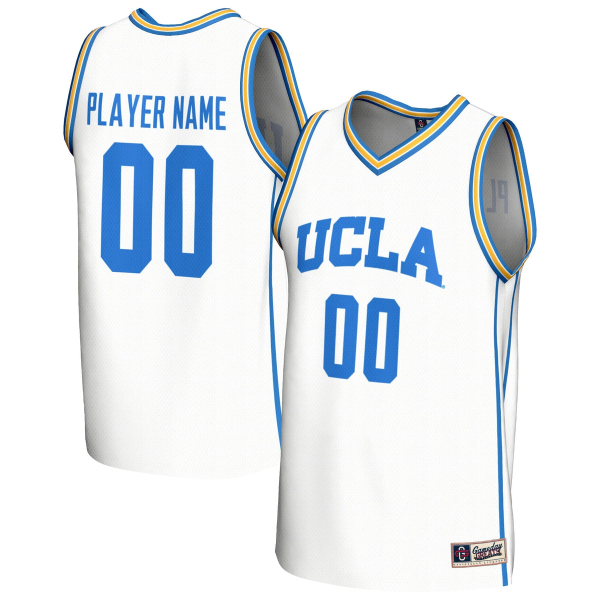 UCLA Bruins NIL Pick-A-Player Lightweight Basketball Fashion Jersey - White product image 2, provided for visual reference