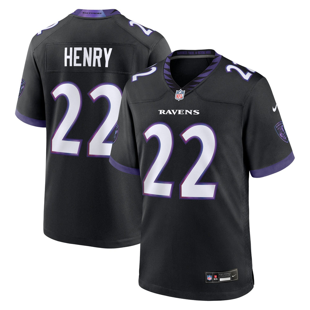 Baltimore Ravens Derrick Henry Black Alternate Game Jersey product image 1, provided for visual reference and product detail