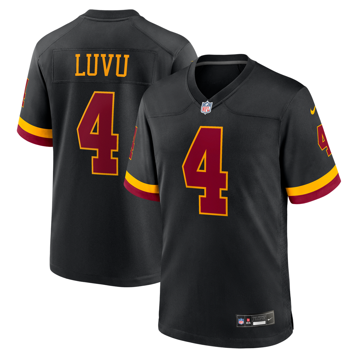 Washington Commanders Frankie Luvu Black Hail Raiser Alternate Game Jersey product image 2, provided for visual reference